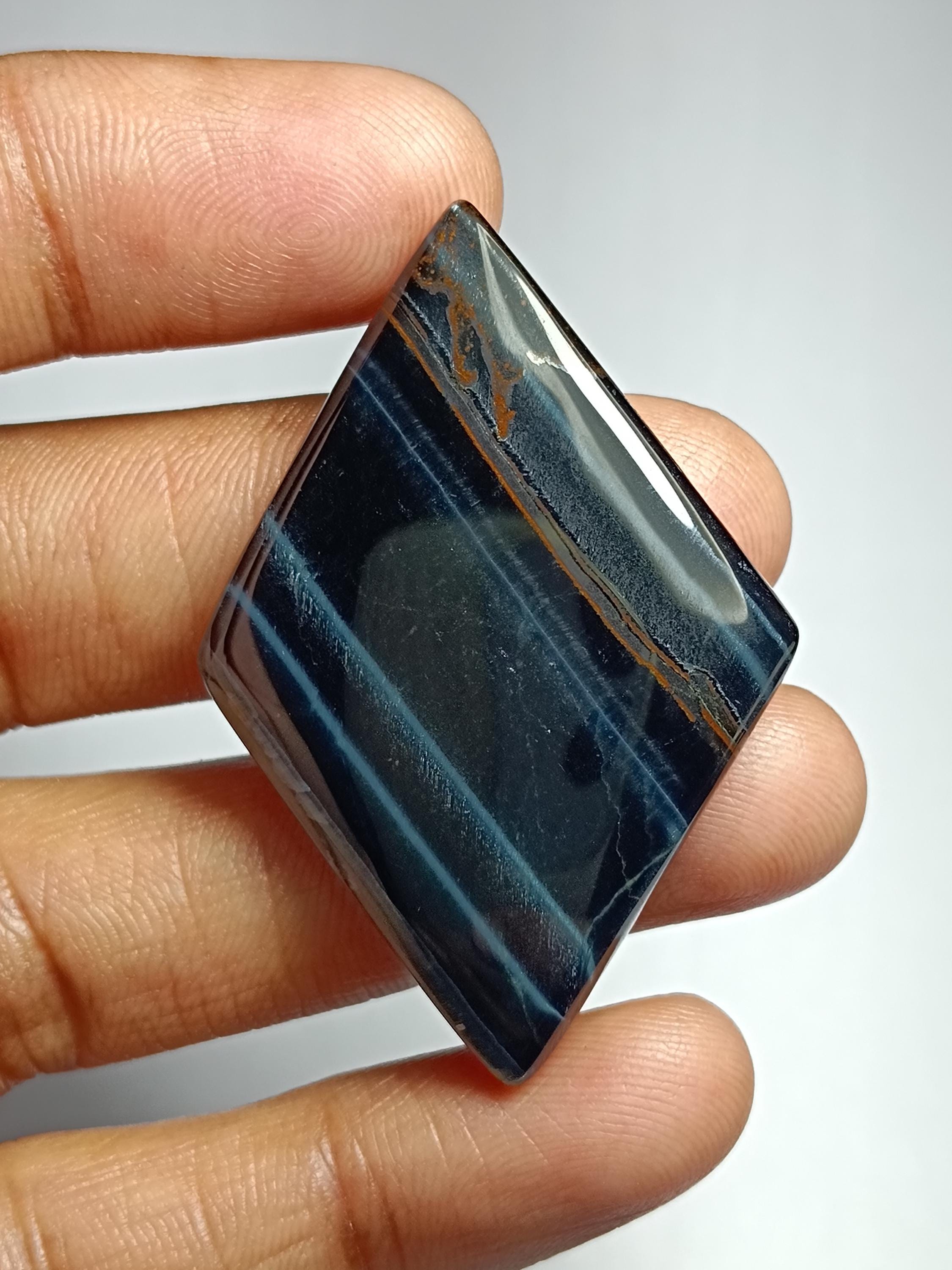 Blue Tiger Eye Cabochon: Handmade Gemstone Jewelry (46x31 Mm, 60cts) #150
