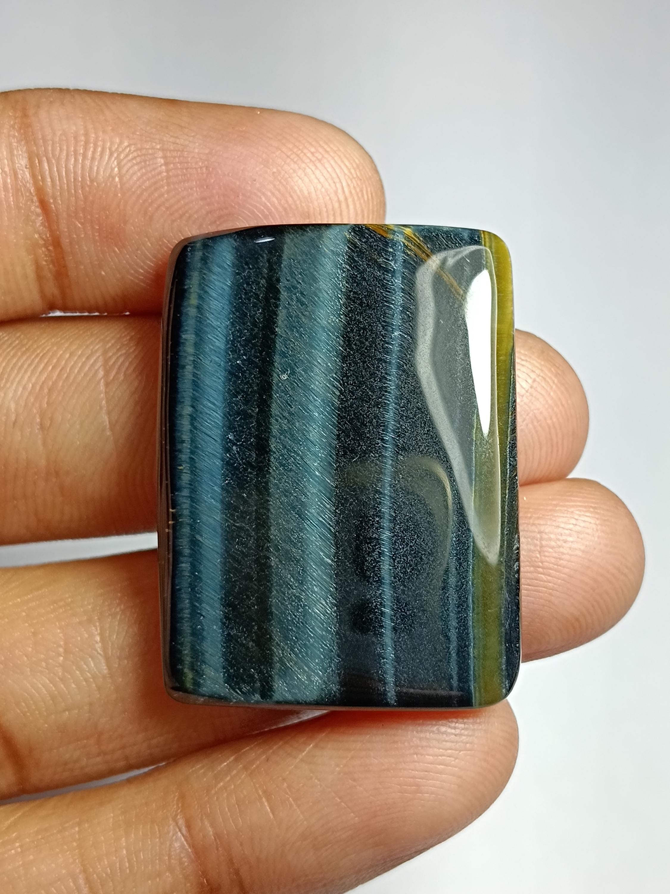Blue Tiger Eye Cabochon: Handmade Gemstone Jewelry (32x24 Mm, 51cts) #150
