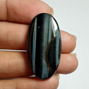 Blue Tiger Eye Cabochon: Handmade Gemstone Jewelry (35x19mm, 32cts) Blue Tiger Eye Cabochon: Handmade Gemstone Jewelry (35x19mm, 32cts)