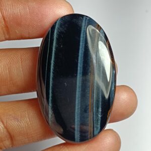 Blue Tiger Eye Cabochon: Handmade Gemstone Jewelry (43x27 Mm, 66cts) #150 Blue Tiger Eye Cabochon: Handmade Gemstone Jewelry (43x27 Mm, 66cts) #150