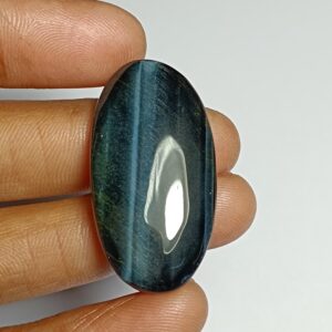 Blue Tiger Eye Cabochon: Handmade Gemstone Jewelry (38x19 Mm, 40cts) Blue Tiger Eye Cabochon: Handmade Gemstone Jewelry (38x19 Mm, 40cts)