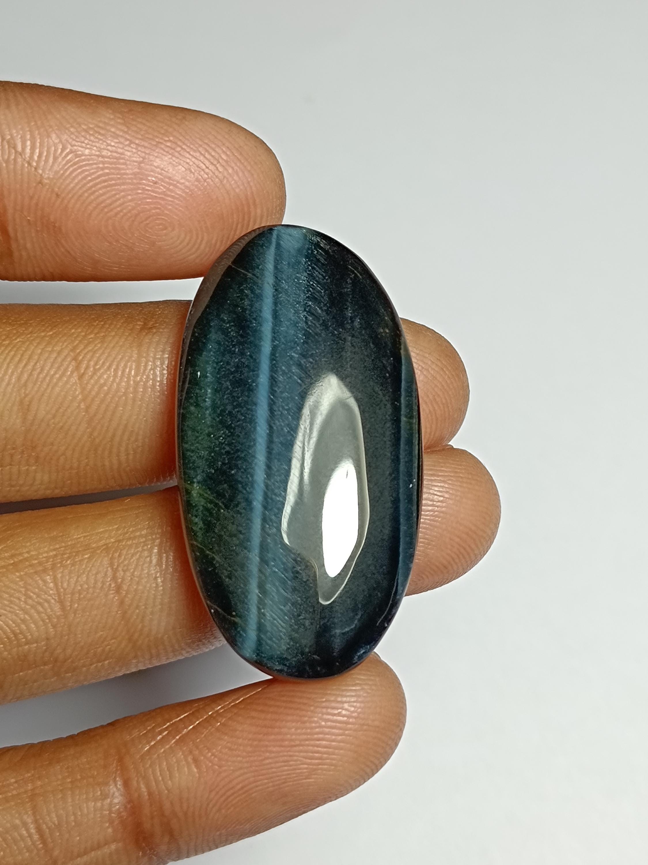 Blue Tiger Eye Cabochon: Handmade Gemstone Jewelry (38x19 Mm, 40cts)