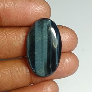 Handmade Blue Tiger Eye Cabochon: Natural Gemstone Jewelry (28x16mm, 24cts) Handmade Blue Tiger Eye Cabochon: Natural Gemstone Jewelry (28x16mm, 24cts)