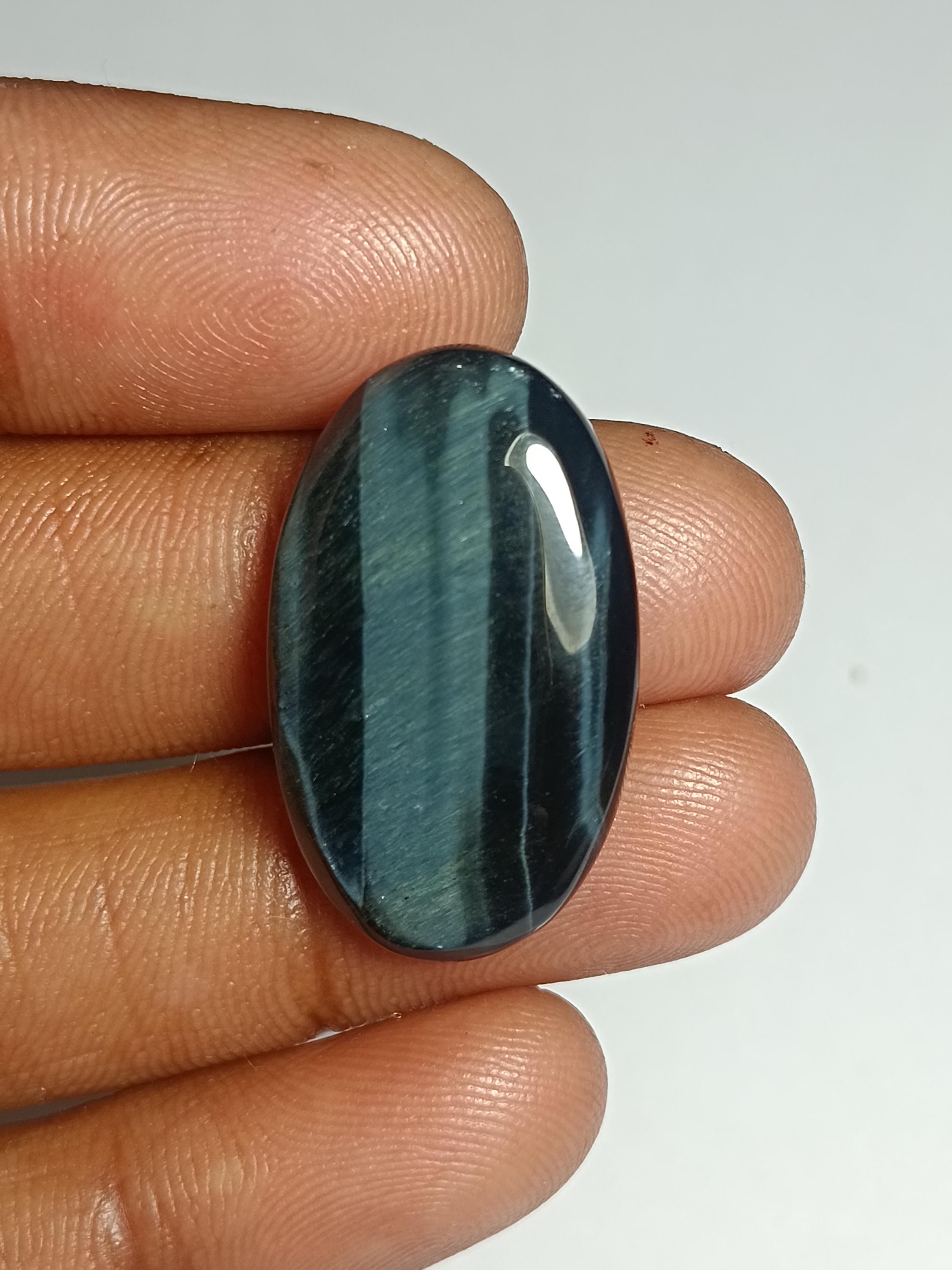 Handmade Blue Tiger Eye Cabochon: Natural Gemstone Jewelry (28x16mm, 24cts)