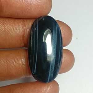 Handmade Blue Tiger Eye Cabochon: Natural Gemstone Jewelry (31x16mm, 27cts)