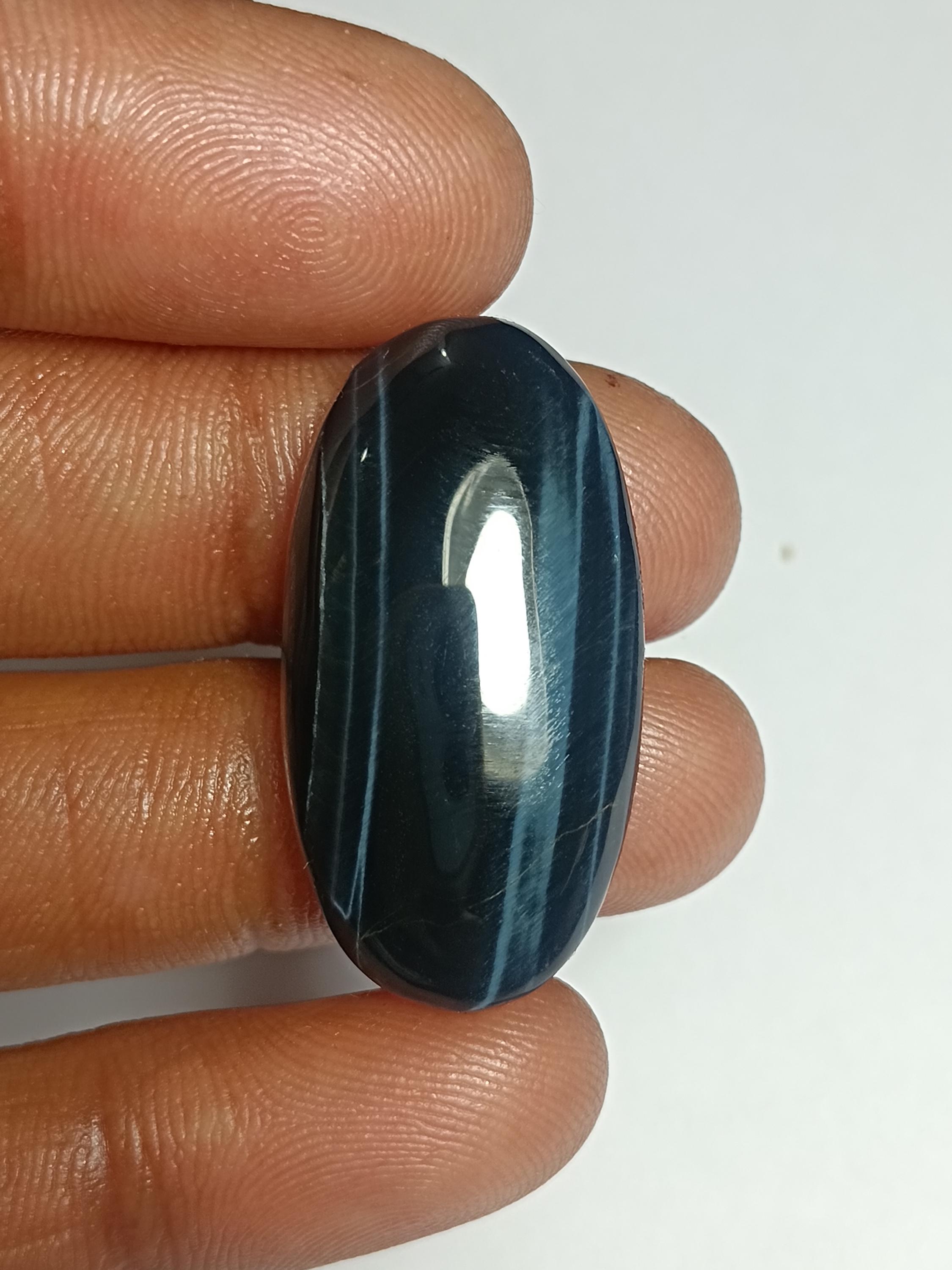 Handmade Blue Tiger Eye Cabochon: Natural Gemstone Jewelry (31x16mm, 27cts)