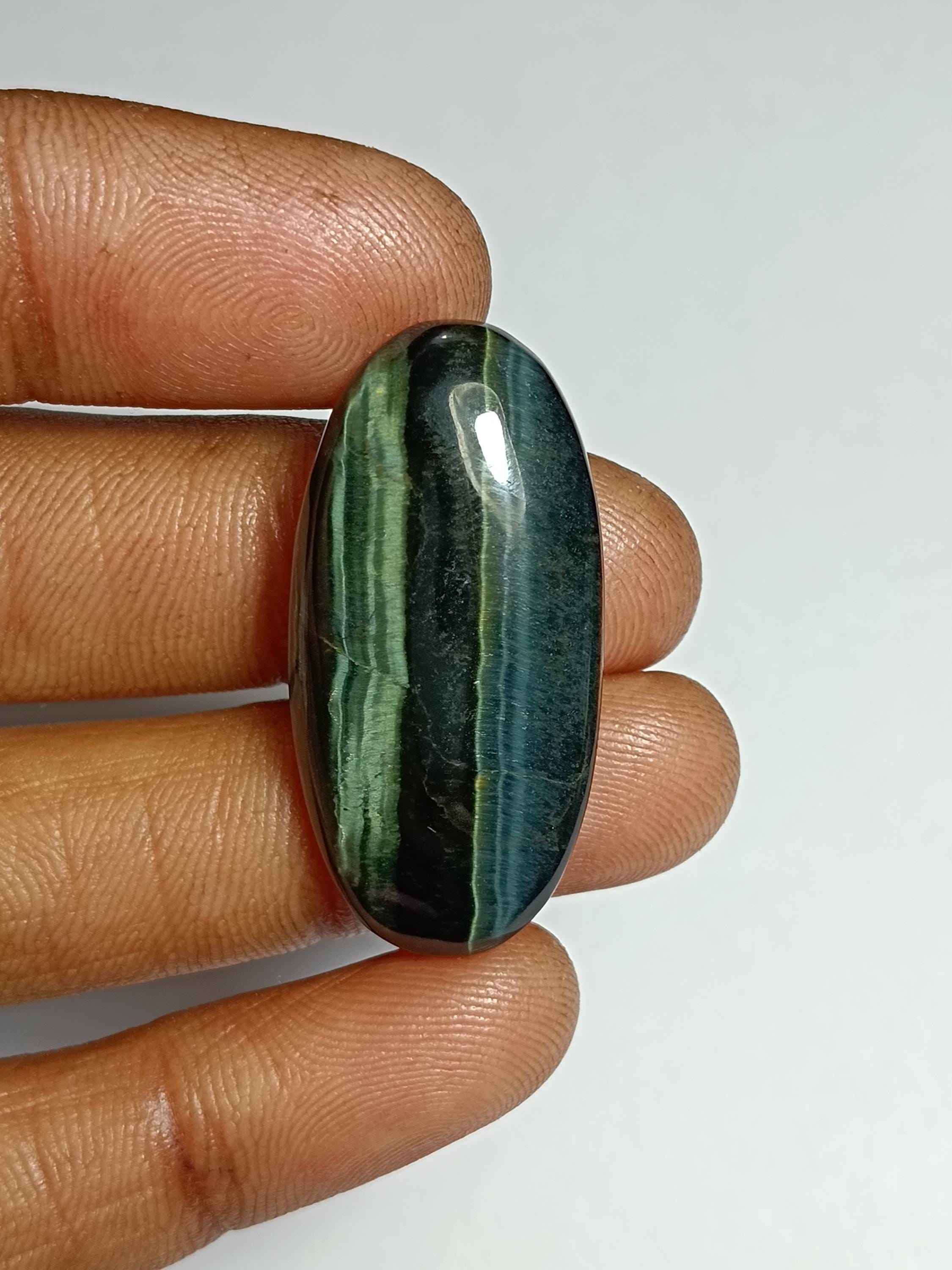Handmade Blue Tiger Eye Cabochon: Natural Gemstone Jewelry (34x17mm, 30cts)