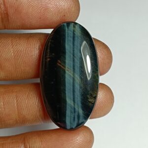 Handmade Blue Tiger Eye Cabochon: Natural Gemstone Jewelry (35x19mm, 34Cts)