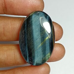 Handmade Blue Tiger Eye Cabochon: Natural Gemstone Jewelry (34x22mm, 47Cts)