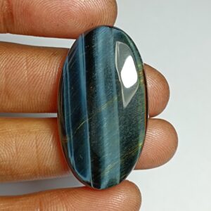 Handmade Blue Tiger Eye Cabochon: Natural Gemstone Jewelry (37x21mm, 41Cts)
