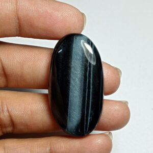 Handmade Blue Tiger Eye Gemstone Cabochon (38x21 Mm, 46cts) Handmade Blue Tiger Eye Gemstone Cabochon (38x21 Mm, 46cts)