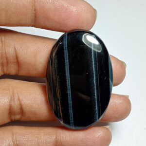 Handmade Blue Tiger Eye Gemstone Cabochon (40x26 Mm, 59cts) Handmade Blue Tiger Eye Gemstone Cabochon (40x26 Mm, 59cts)
