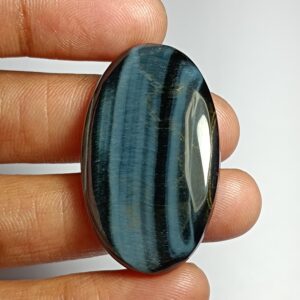 Handmade Blue Tiger Eye Cabochon: Natural Gemstone Jewelry (39x23mm, 46Cts)