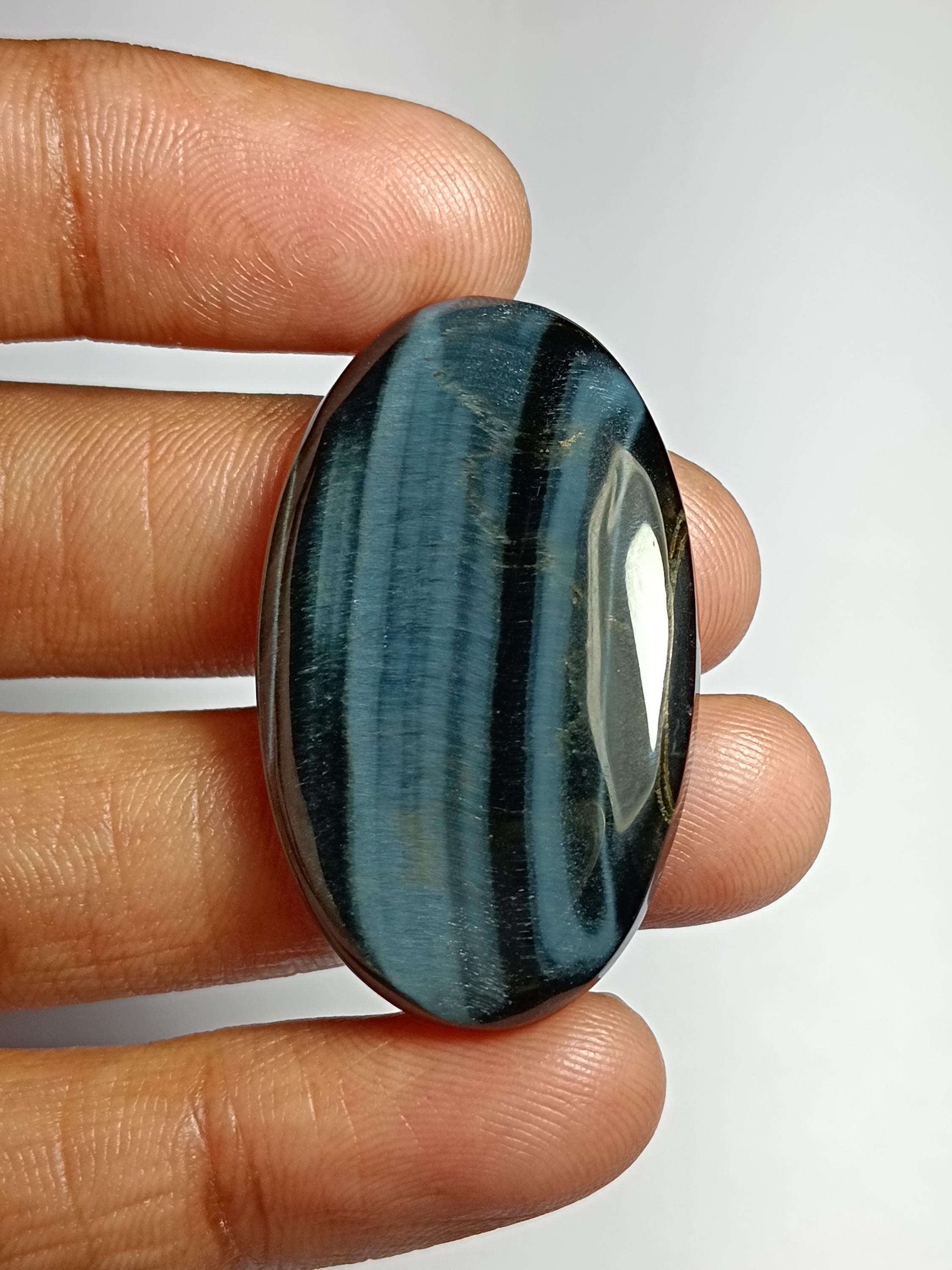 Handmade Blue Tiger Eye Cabochon: Natural Gemstone Jewelry (39x23mm, 46cts)