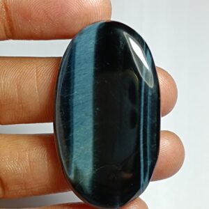 Handmade Blue Tiger Eye Cabochon: Natural Gemstone Jewelry (43x25mm, 63cts) Handmade Blue Tiger Eye Cabochon: Natural Gemstone Jewelry (43x25mm, 63cts)