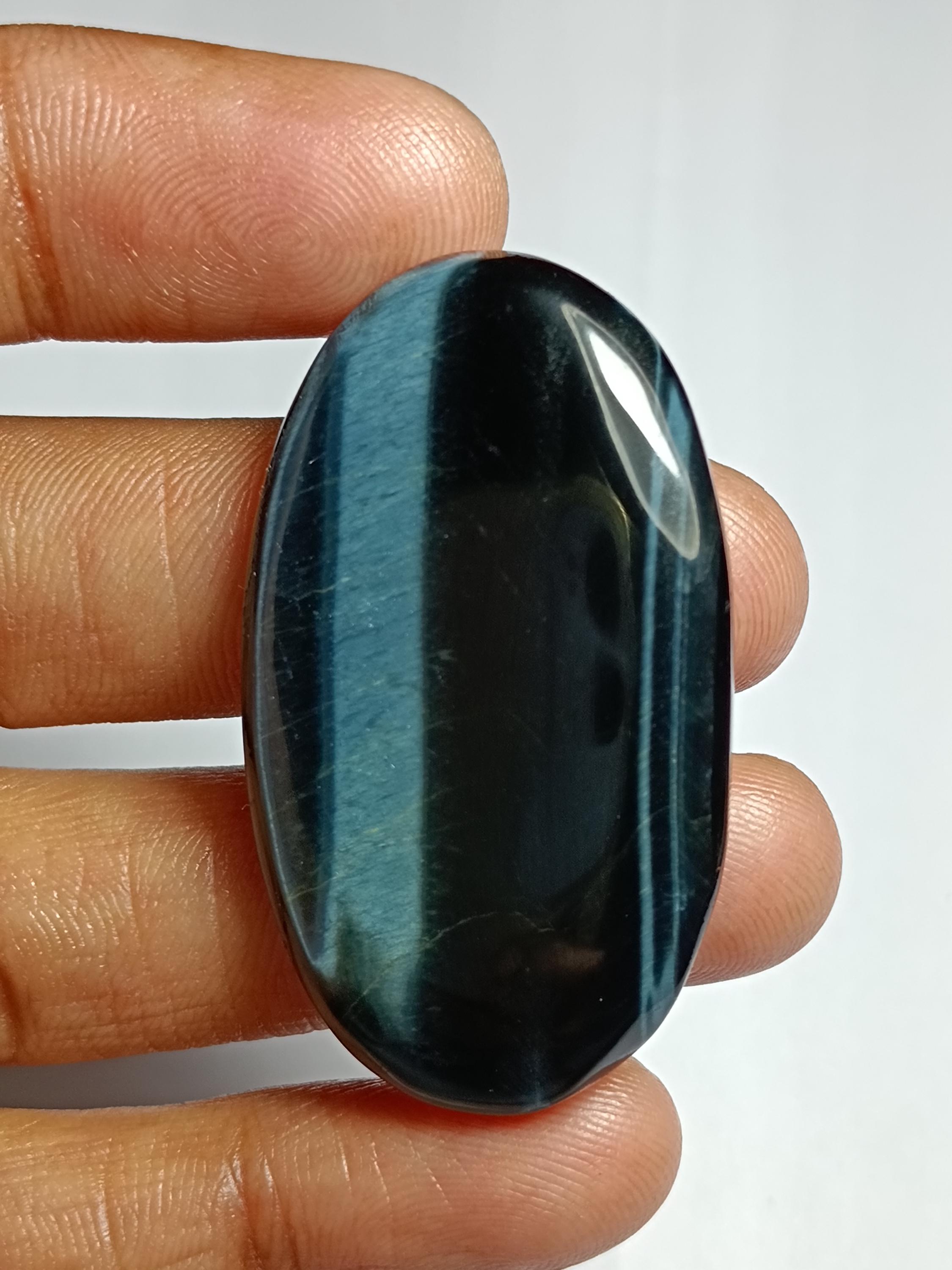 Handmade Blue Tiger Eye Cabochon: Natural Gemstone Jewelry (43x25mm, 63cts)