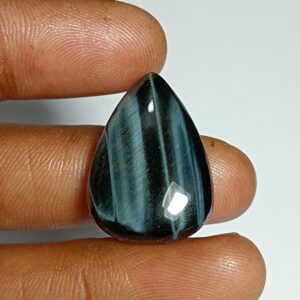 Handmade Blue Tiger Eye Cabochon: Natural Gemstone Jewelry (26x18mm, 22cts) Handmade Blue Tiger Eye Cabochon: Natural Gemstone Jewelry (26x18mm, 22cts)