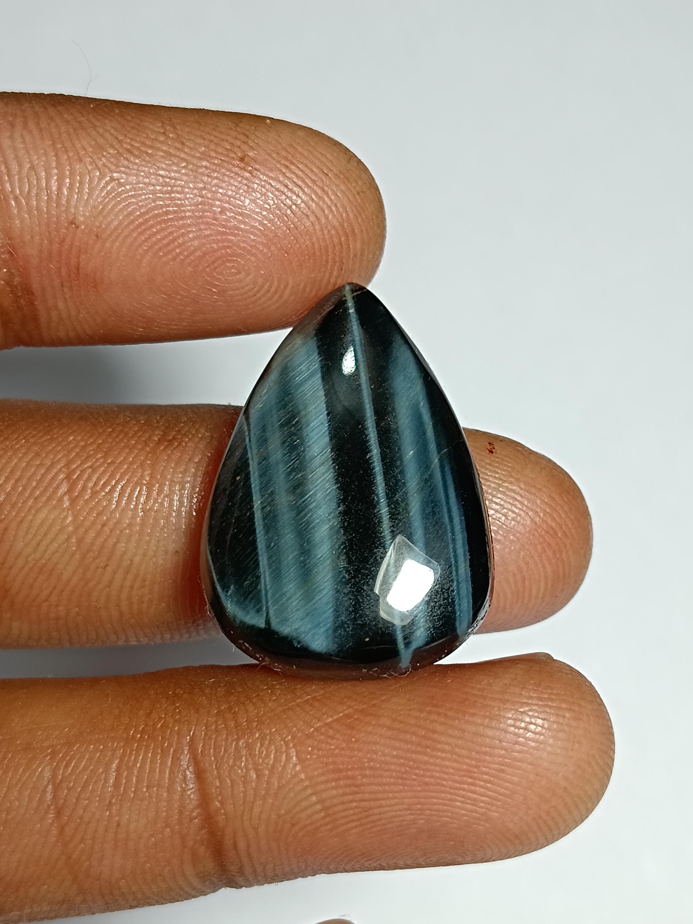 Handmade Blue Tiger Eye Cabochon: Natural Gemstone Jewelry (26x18mm, 22cts)