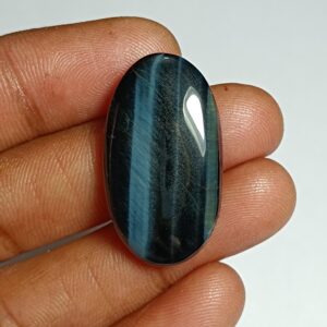 Handmade Blue Tiger Eye Cabochon: Natural Gemstone Jewelry (31x17mm, 28Cts)