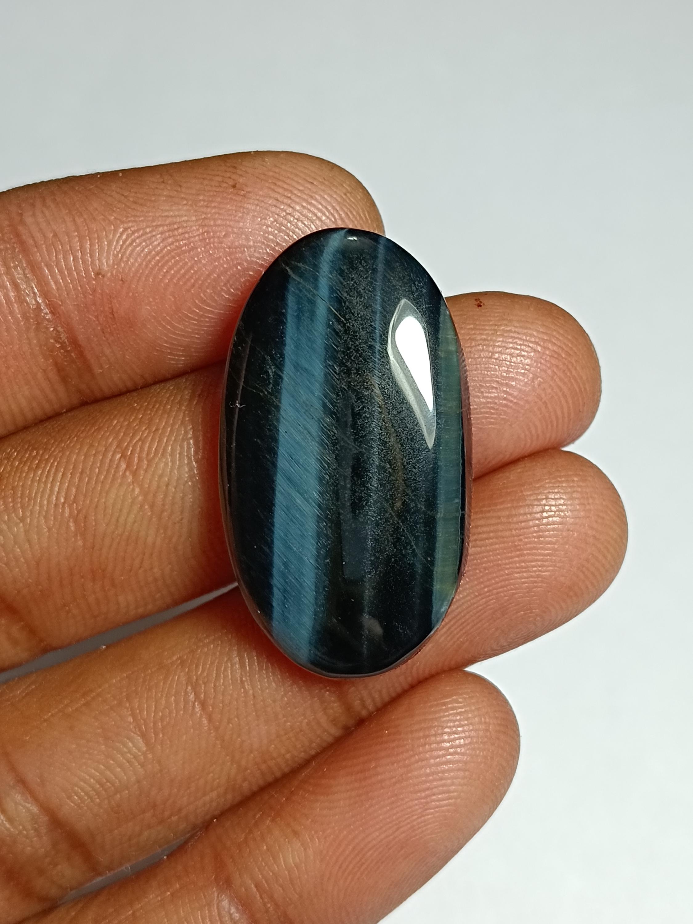 Handmade Blue Tiger Eye Cabochon: Natural Gemstone Jewelry (31x17mm, 28cts)