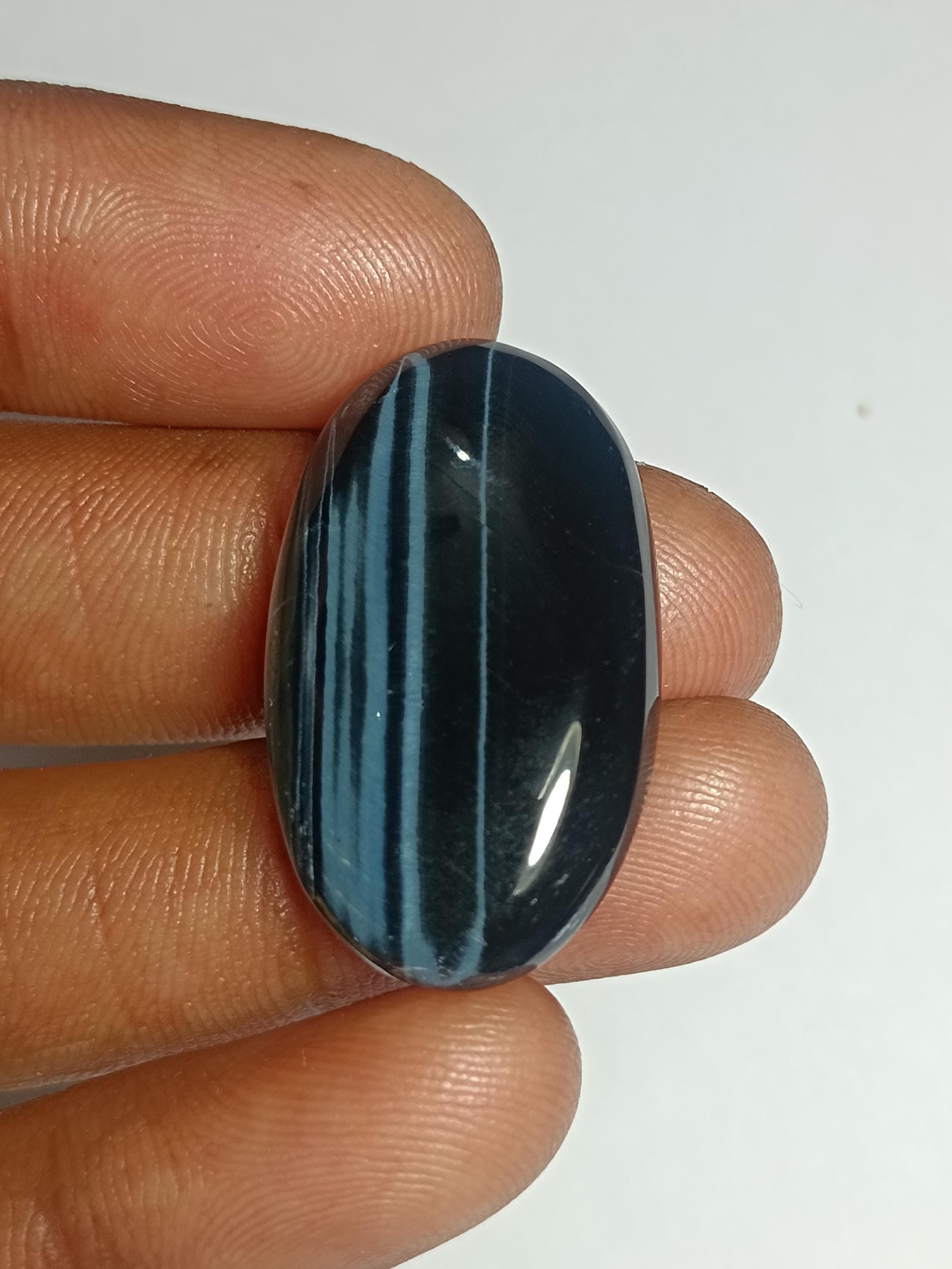 Handmade Blue Tiger Eye Cabochon: Natural Gemstone Jewelry (31x18mm, 30cts) Handmade Blue Tiger Eye Cabochon: Natural Gemstone Jewelry (31x18mm, 30cts)