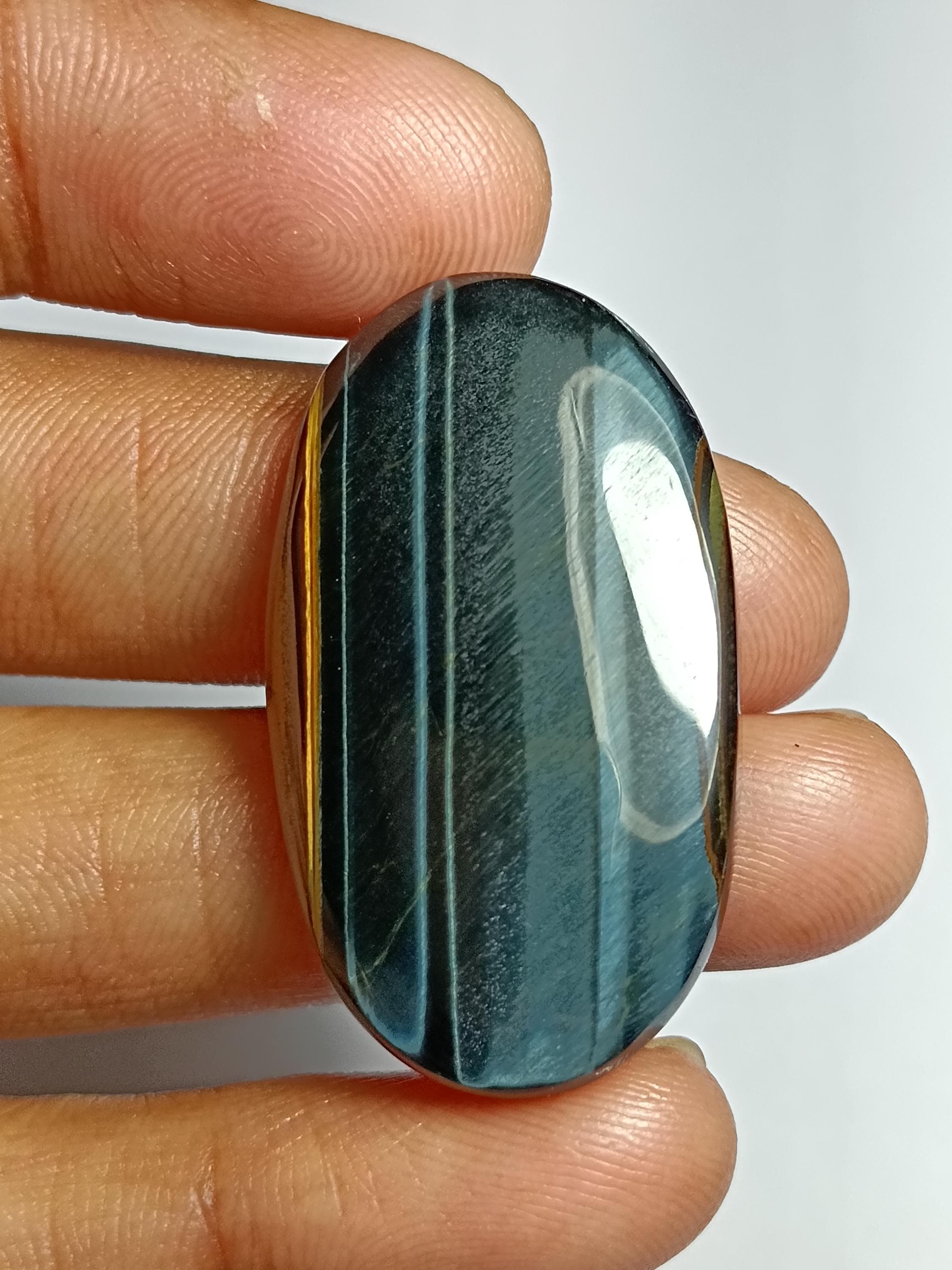 Handmade Blue Tiger Eye Cabochon: Natural Gemstone Jewelry (36x21mm, 48cts)