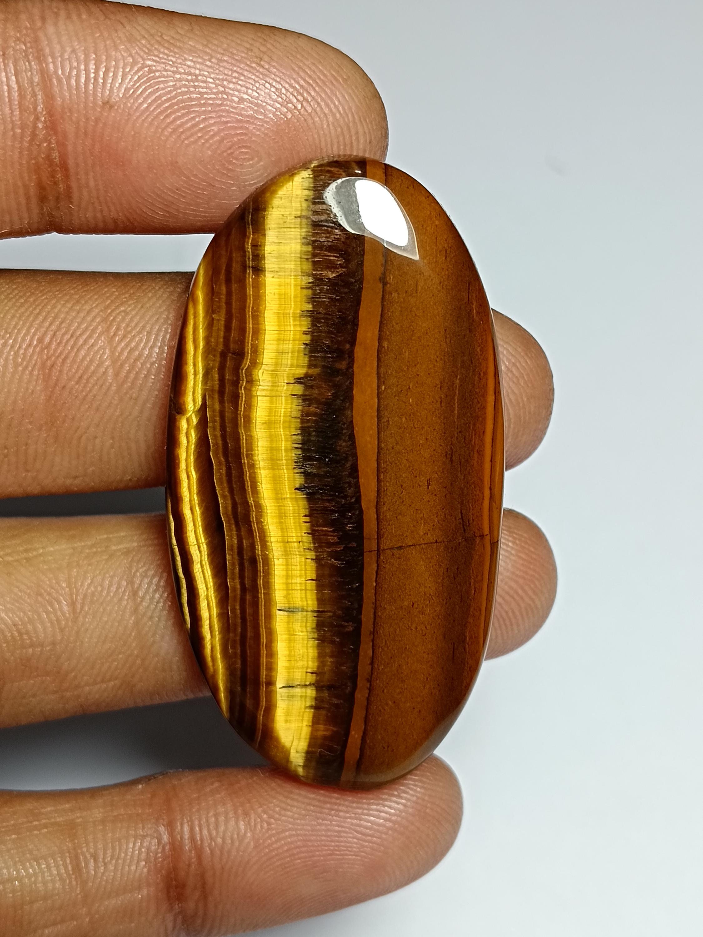 Handmade Tiger Eye Gemstone Cabochon, 72 Ct. (47x24 Mm)