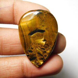 Handmade Tiger Eye Cabochon Gemstone, 34 Ct, 35x23 Mm Handmade Tiger Eye Cabochon Gemstone, 34 Ct, 35x23 Mm