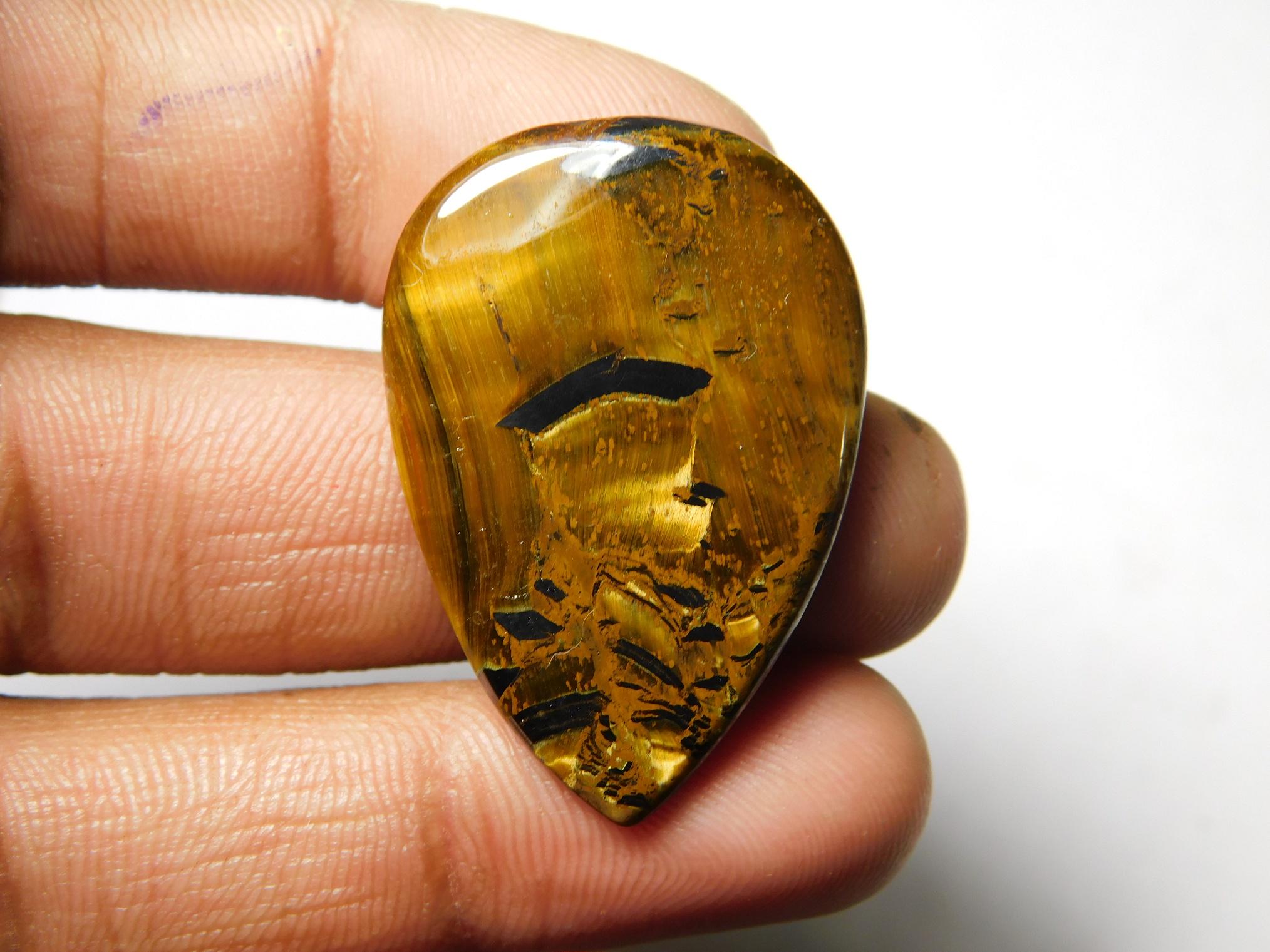 Handmade Tiger Eye Cabochon Gemstone, 34 Ct, 35x23 Mm