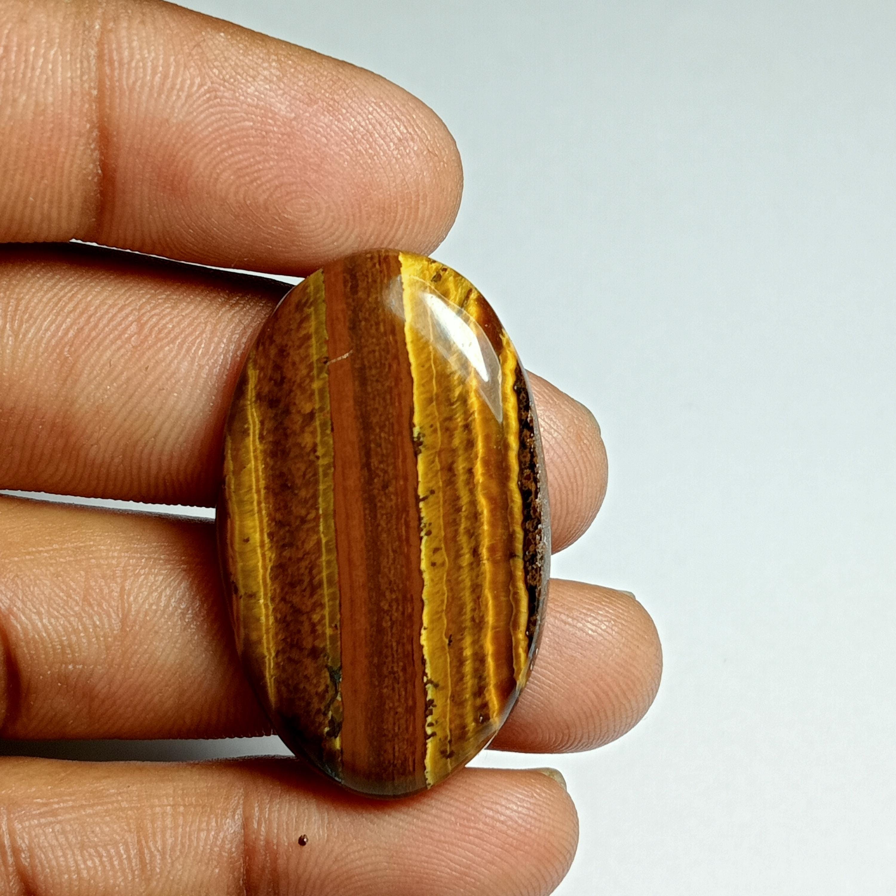 Handmade Tiger Eye Cabochon: Loose Gemstone (41ct, 36x22 Mm) Handmade Tiger Eye Cabochon: Loose Gemstone (41ct, 36x22 Mm)