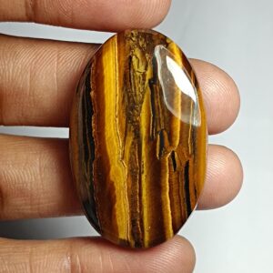 Handmade Tiger Eye Cabochon: Loose Gemstone (39x24mm, 69Ct)