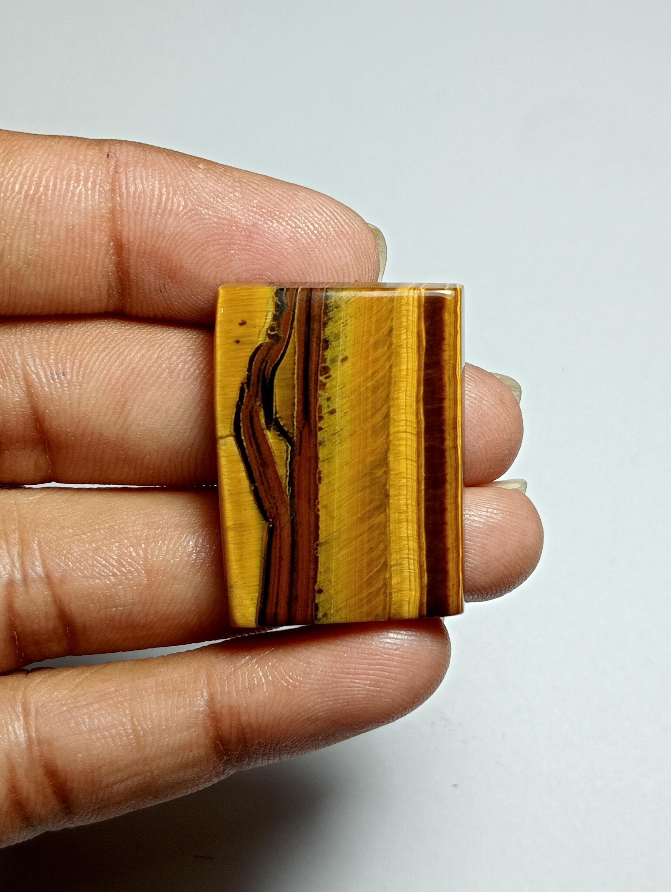 Handmade Tiger Eye Cabochon: Loose Gemstone (46ct, 31x22 Mm)
