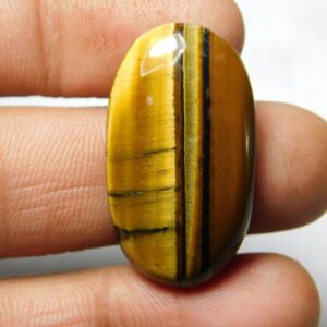 Handmade Tiger Eye Cabochon: Loose Gemstone (30x17 Mm, 27ct) #62 Handmade Tiger Eye Cabochon: Loose Gemstone (30x17 Mm, 27ct) #62