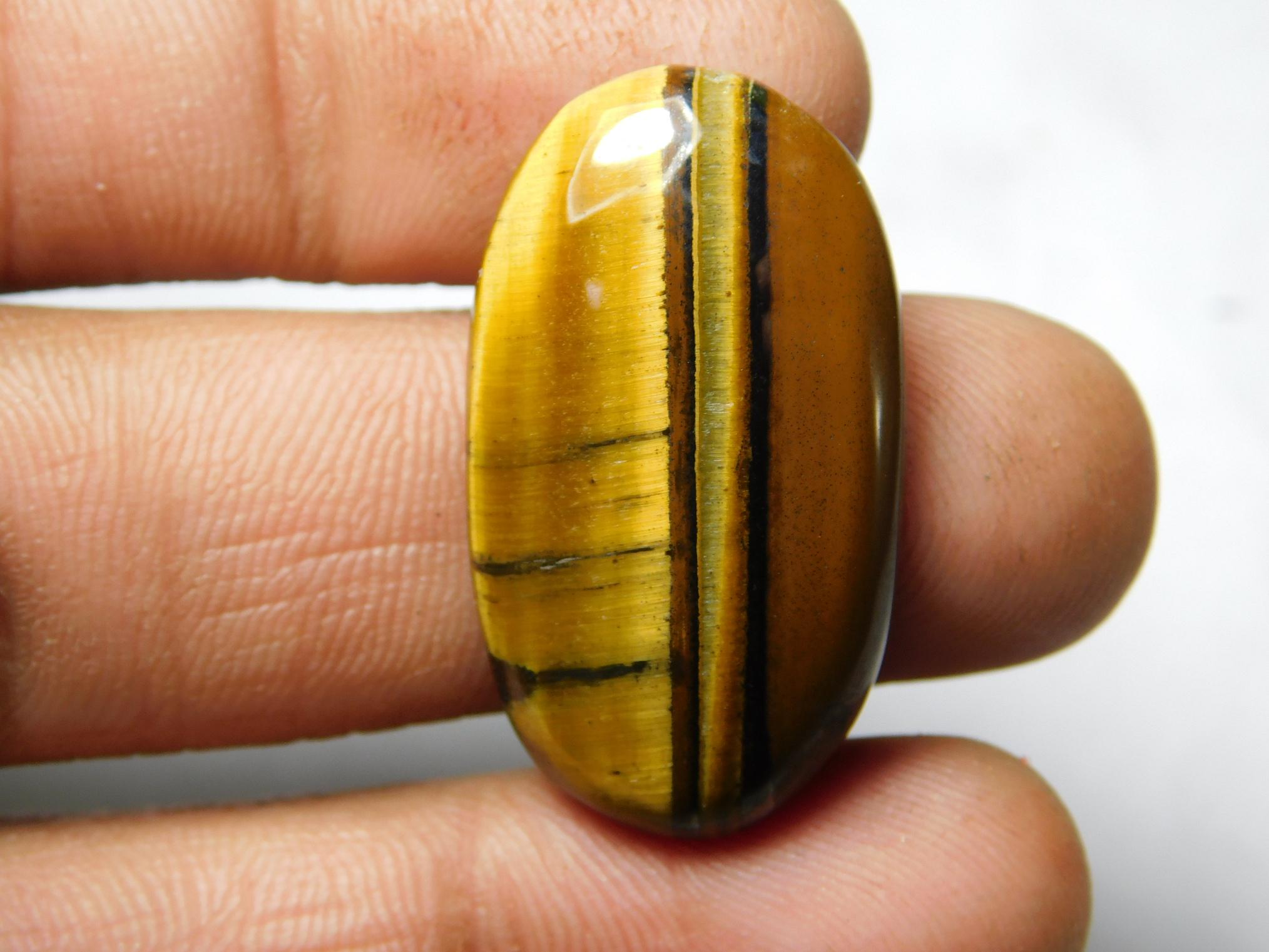 Handmade Tiger Eye Cabochon: Loose Gemstone (30x17 Mm, 27ct) #62
