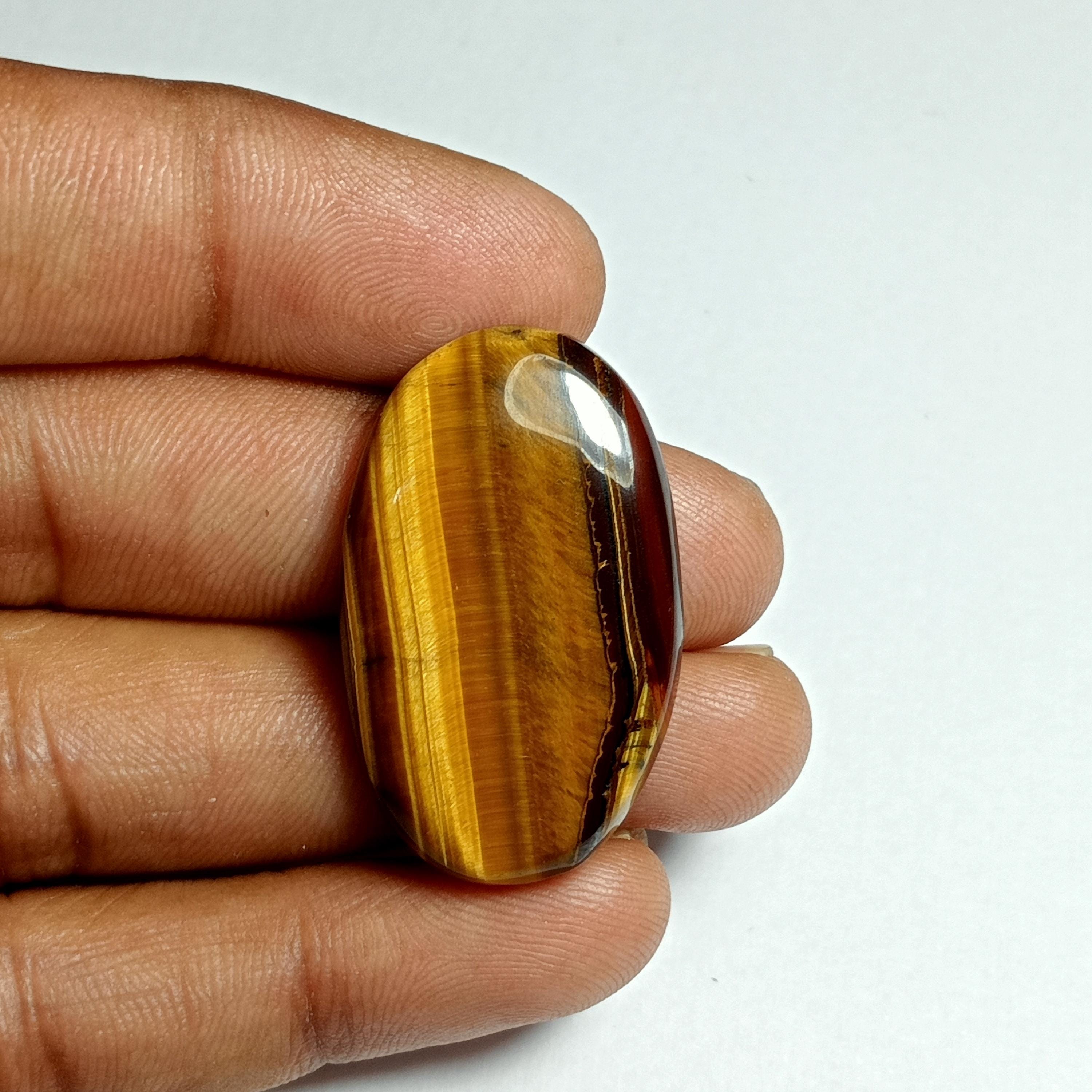 Handmade Tiger Eye Cabochon: Semi Precious Loose Stone (24x20 Mm, 38ct) Handmade Tiger Eye Cabochon: Semi Precious Loose Stone (24x20 Mm, 38ct)