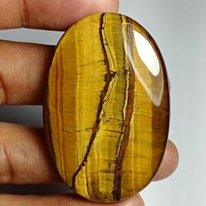 Handmade Tiger Eye Cabochon: Semi Precious Loose Stone (48X33 MM, 92Ct) #150