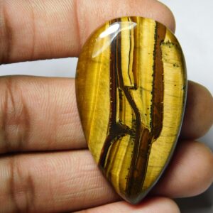 Handmade Tiger Eye Cabochon: Semi Precious Loose Stone (47X27 MM, 84Ct) #62