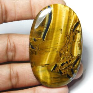 Handmade Tiger Eye Cabochon: Semi Precious Loose Stone (57x36 Mm, 113ct) #62 Handmade Tiger Eye Cabochon: Semi Precious Loose Stone (57x36 Mm, 113ct) #62