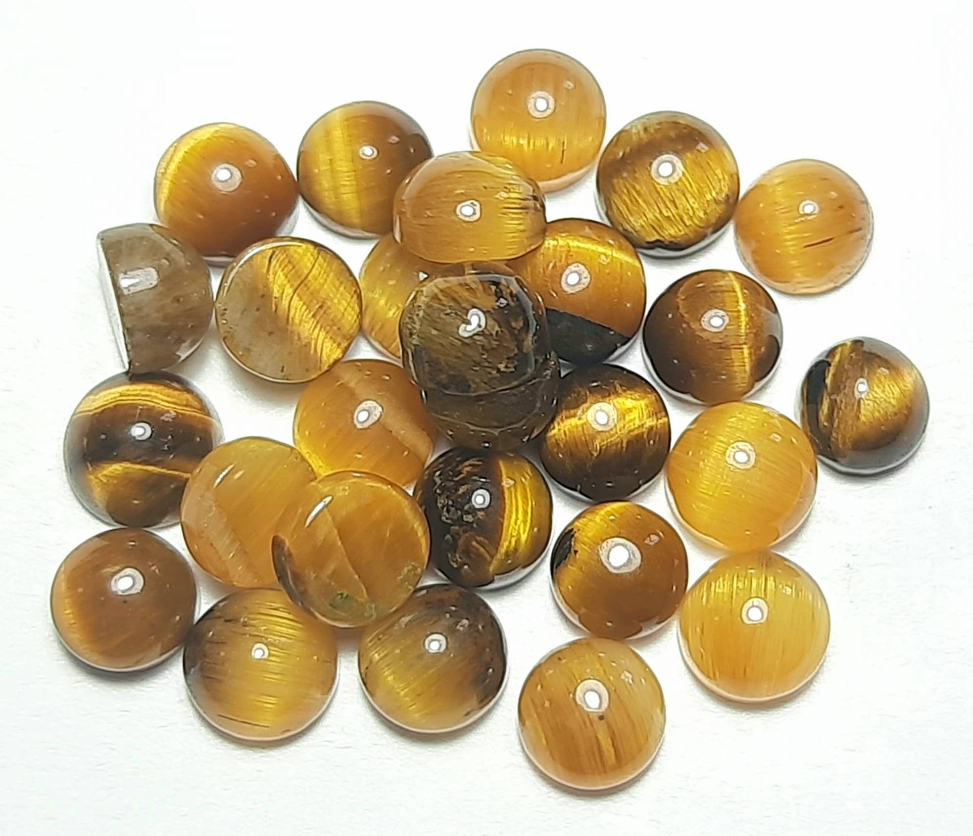 Natural Tiger Eye Round Cabochon Gemstone: Jewelry Making (3-20mm)