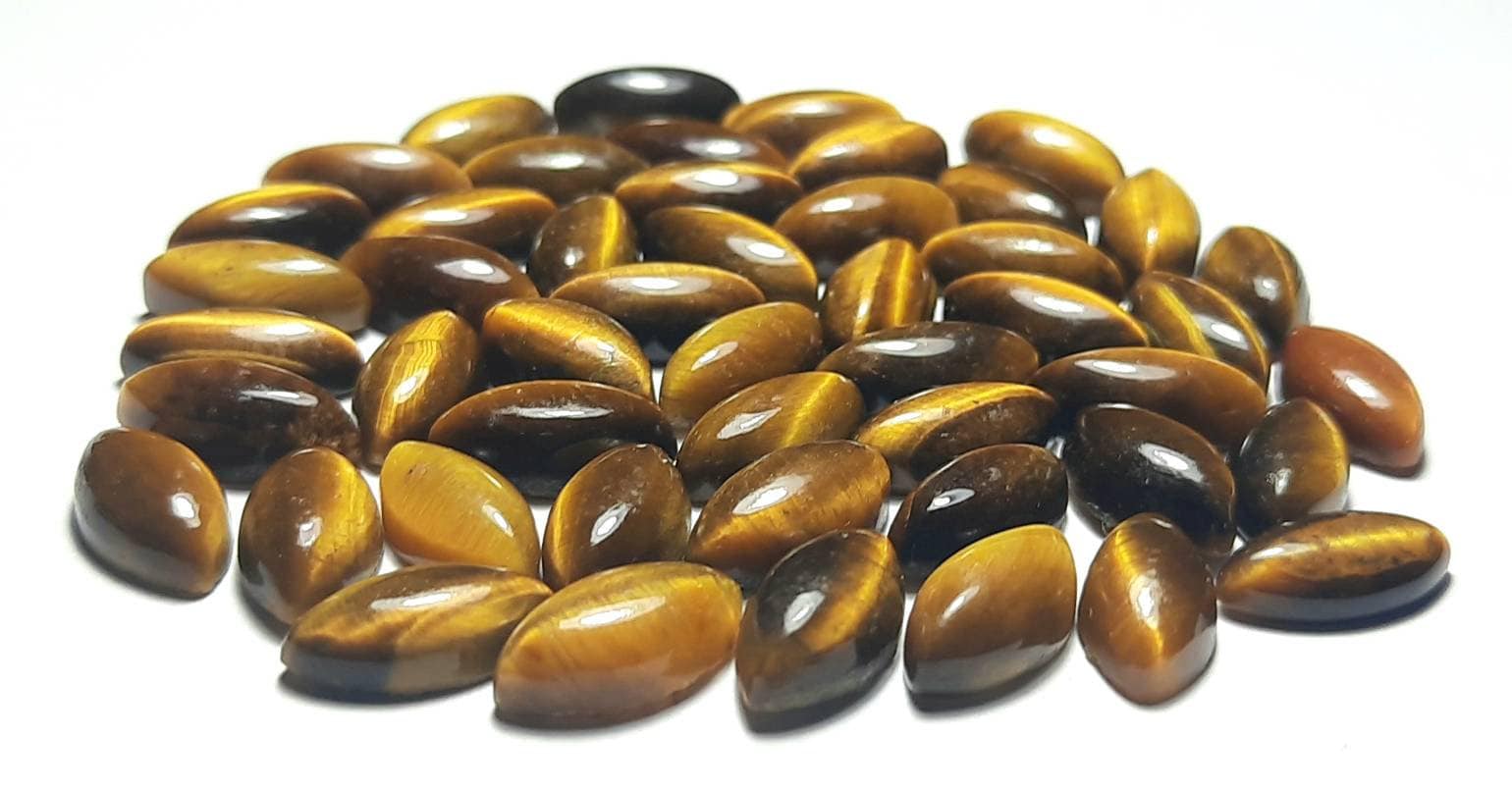 Natural Yellow Tiger Eye Marquise Cabochon: Aaa Gemstone (14x28/15x30)