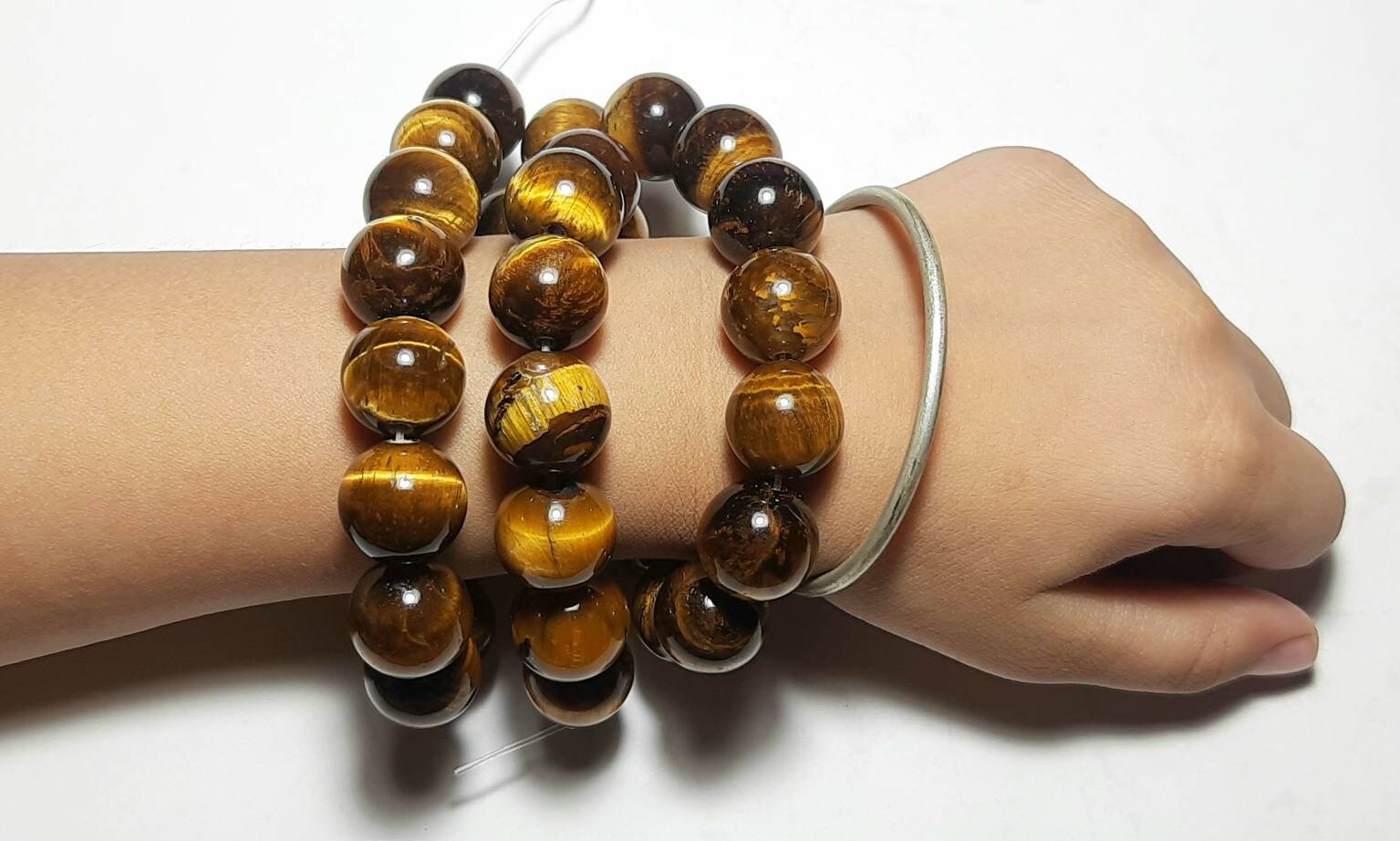 Yellow Tiger Eye Round Cabochon Strand: 12x12mm Gemstone Ball