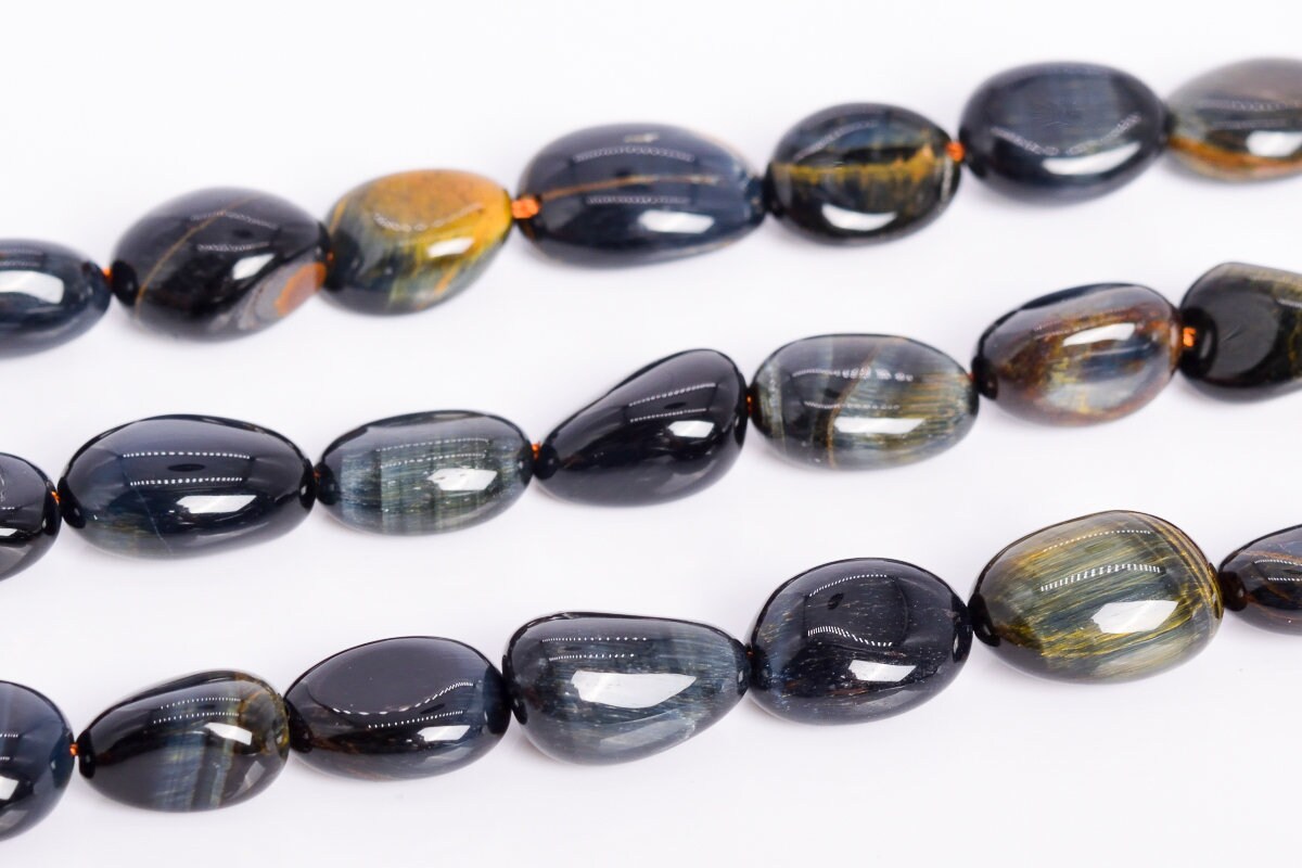 8-10mm Yellow Blue Tiger Eye Beads Pebble Nugget Grade Aa Genuine Natural Gemstone Loose Beads 15.5" /7.5" Bulk Lot Options (108564)