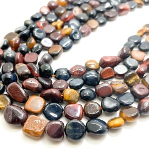 Tiger Eye Beads, Natural Yellow Red Blue Tiger Eye Polished Nugget Pebble Round Barrel Gemstone Beads - Pgs382 Tiger Eye Beads, Natural Yellow Red Blue Tiger Eye Polished Nugget Pebble Round Barrel Gemstone Beads - Pgs382