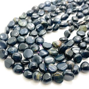 Blue Tiger Eye Beads, Natural Navy Tiger's Eye Polished Nugget Pebble Round Barrel Gemstone Beads - Pg318 Blue Tiger Eye Beads, Natural Navy Tiger's Eye Polished Nugget Pebble Round Barrel Gemstone Beads - Pg318