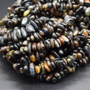 Blue Tigers Eye Gemstone Chips Nuggets Beads - 5mm - 8mm, 32" Strand Blue Tigers Eye Gemstone Chips Nuggets Beads - 5mm - 8mm, 32" Strand
