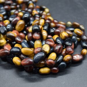 Multi Colour Tiger Eye Gemstone Pebble Tumblestone Nugget Beads - 7mm - 10mm - 15" Strand Multi Colour Tiger Eye Gemstone Pebble Tumblestone Nugget Beads - 7mm - 10mm - 15" Strand