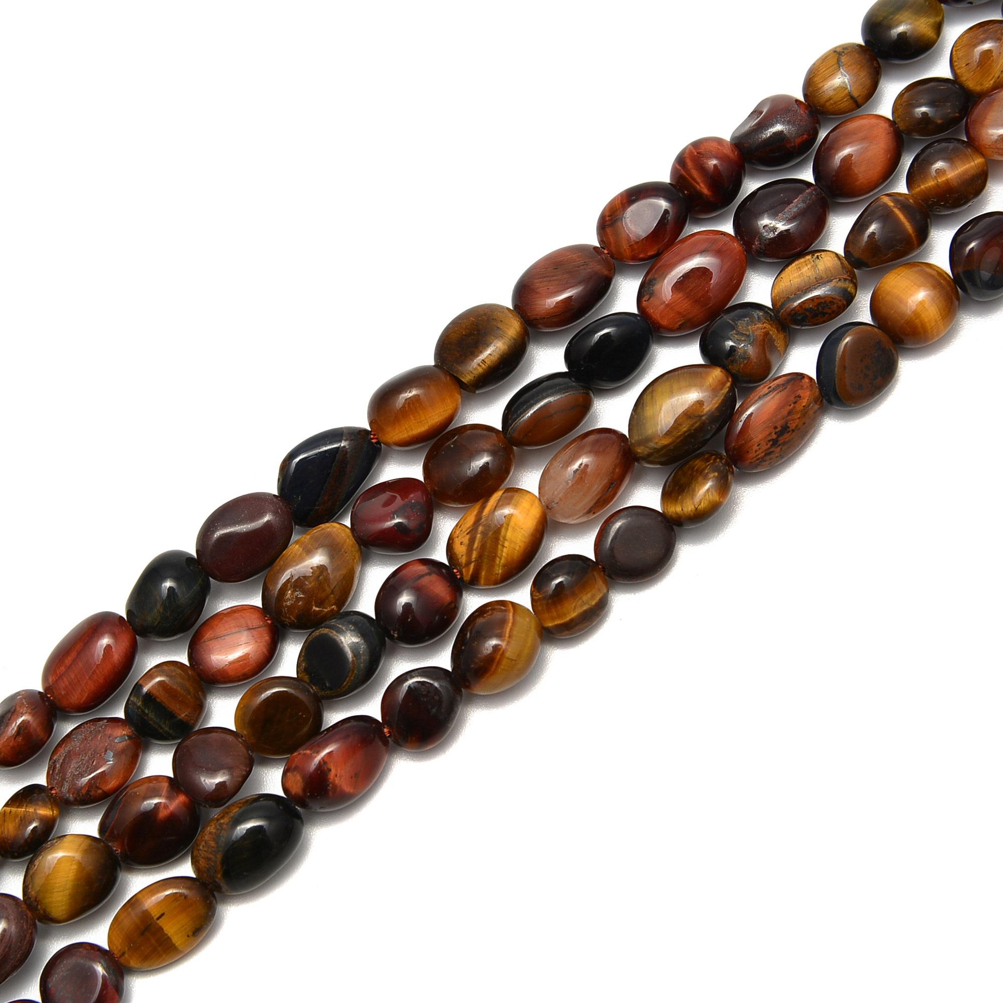 Multi Tiger Eye Pebble Nugget Beads Size Approx 6x8mm 15.5'' Strand