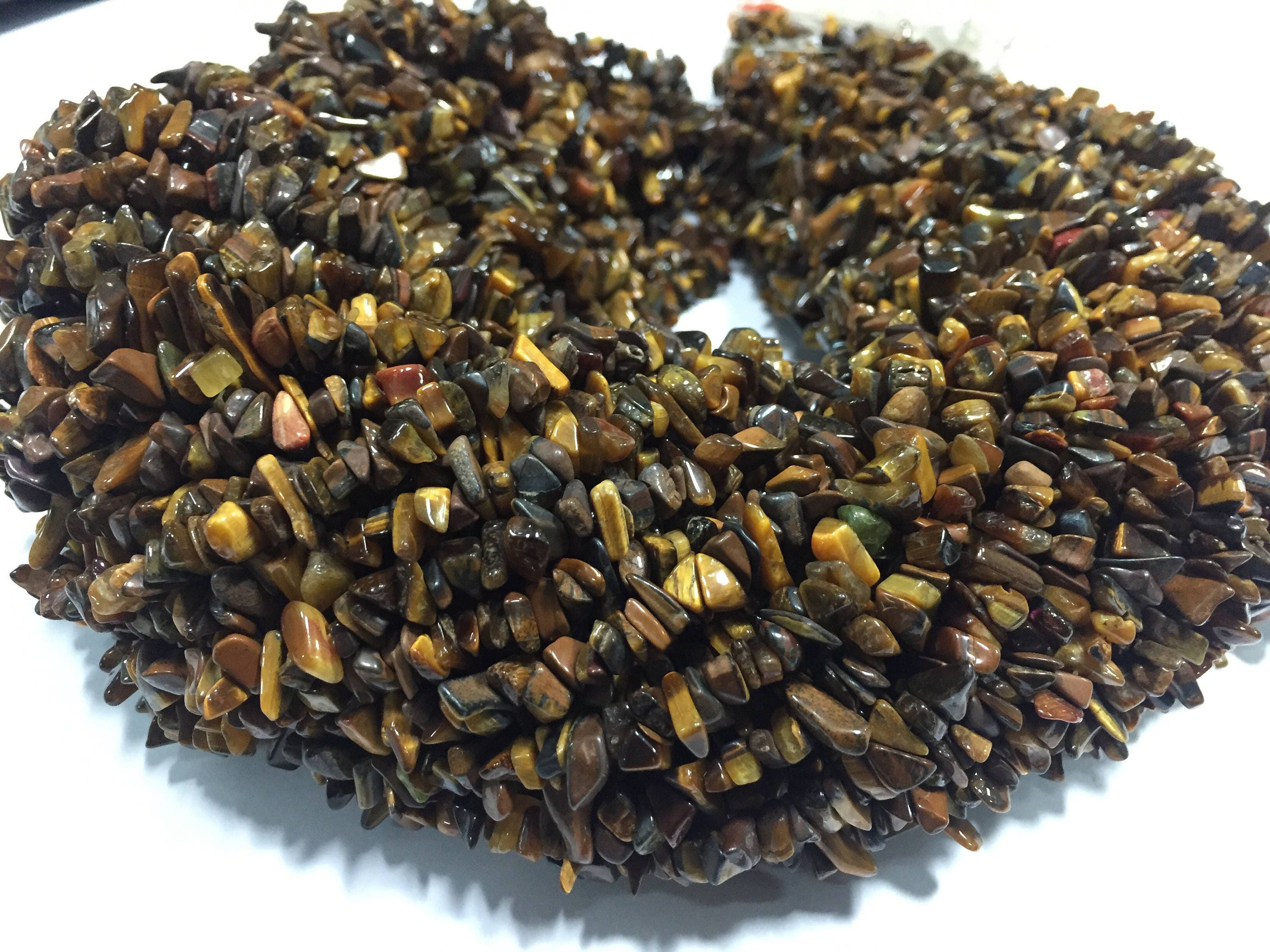 Natural Brown Tiger Eye Smooth Uncut Gemstone Beads, Uncut Chips Beads, 36 Inches Long Strand Beads Tiger Eye Stone For Jewelry Making
