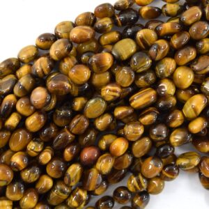 Natural Tiger Eye Pebble Nugget Beads Gemstone 15.5" Strand 6mm - 8mm, 8mm -10mm Natural Tiger Eye Pebble Nugget Beads Gemstone 15.5" Strand 6mm - 8mm, 8mm -10mm