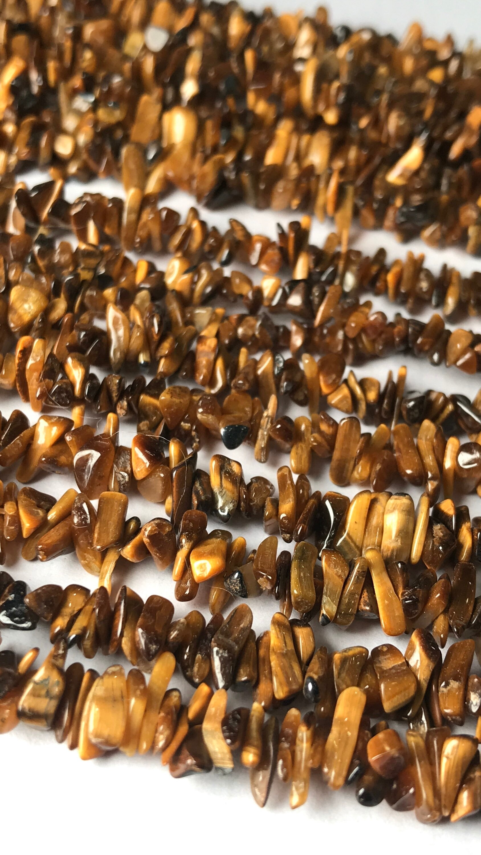 Natural Tiger Eye Smooth Uncut Chip Gemstone Beads Strand 34 Inches For Making Jewelry, Wholesale Beads, Women's Gift